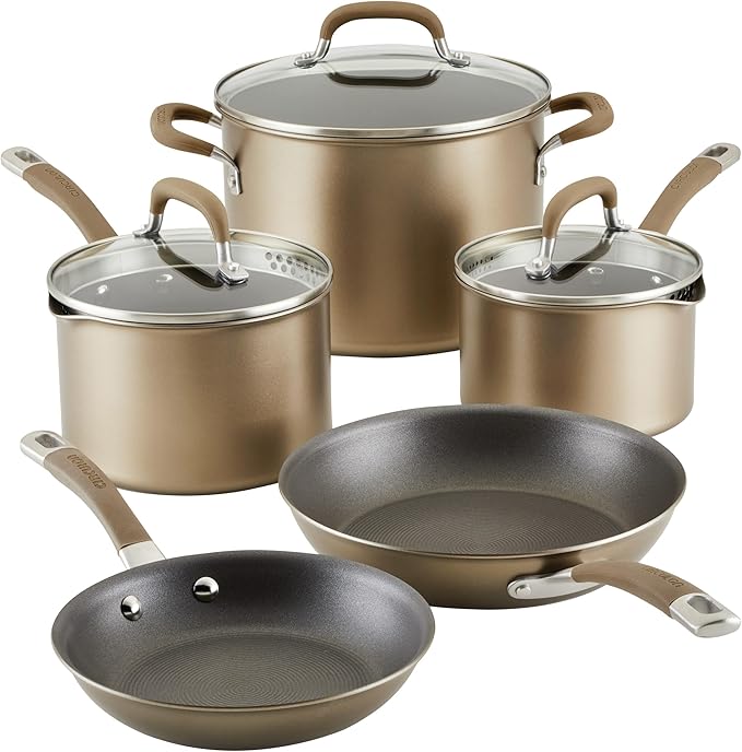 Circulon Premier Professional Hard Anodized Nonstick Cookware Induction Pots and Pans Set, 8 Piece - Bronze - Image 11