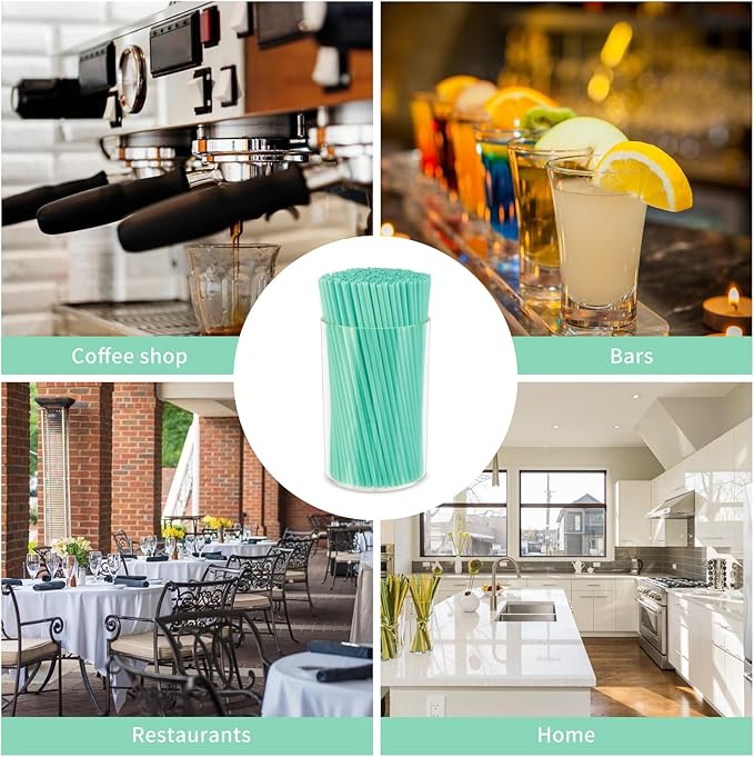 500 Pcs Blue Aqua Coffee Stir Sticks Set Mint Blue Cocktail Straws Coffee Stirrers Holder Acrylic Stir Stick Holder Bar Straws Drink Stirrers for Bar Tea Party Supplies Restaurant Decor 2.7 * 4 Inch - Image 4