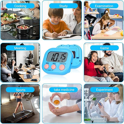 Mwellewm Digital Kitchen Timer 12 Packs Magnetic Classroom Stopwatch Timer 6 Colors Small Digital Countdown Timers for Cooking Mini Loud Alarm Stop for Kitchen Study Work Sports Games Office Clock - Image 8