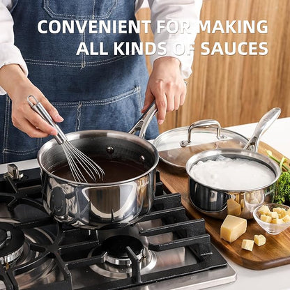 Deluxe 13 Piece Hybrid Ceramic Nonstick Stainless Steel Cookware Set-5 Piece Frying Pan Set, 6 PC Pot Set, 3.7QT Deep Sauté Pan&Lid, Induction Ready, Stay Cool, PFOA Free Compatible with All Cooktops