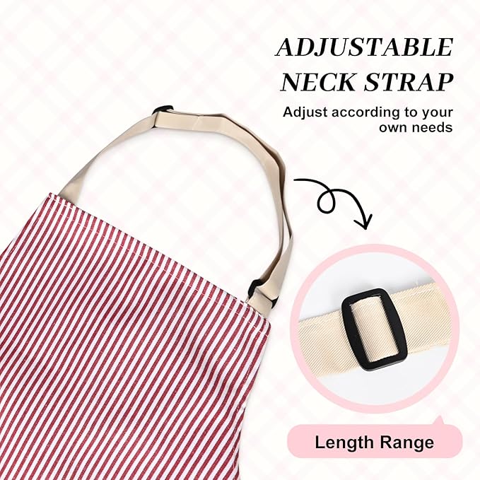 2Pack Adjustable Kitchen Apron for Women Men with 2 Pockets，Cotton-Polyester Blend Bib Aprons for Cooking,Baking - Image 5