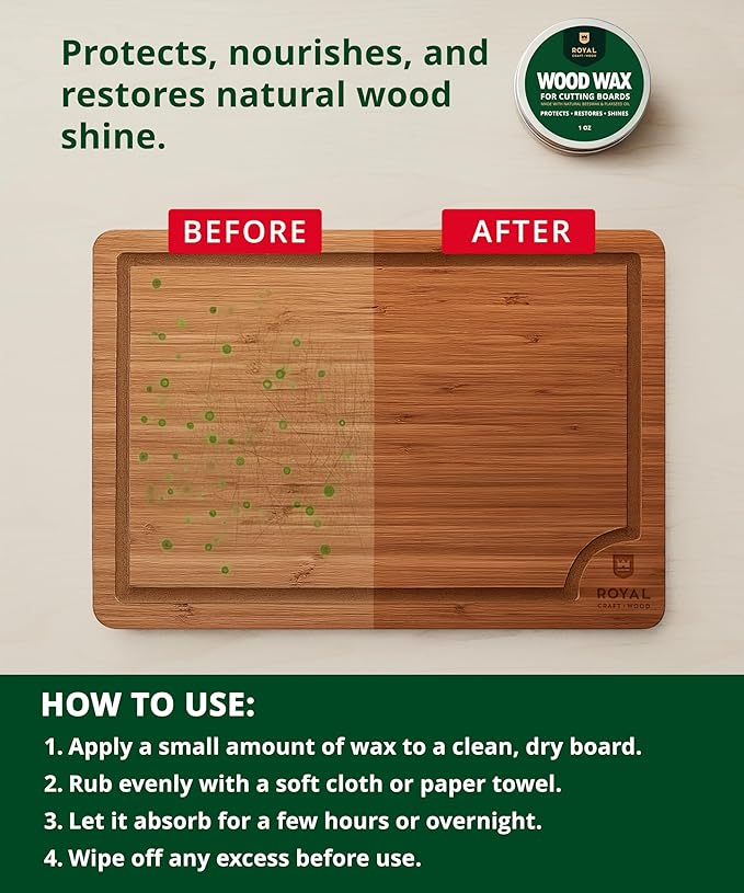ROYAL CRAFT WOOD Wooden Cutting Boards for Kitchen Meal Prep & Serving - Bamboo Wood Serving Board Set with Deep Juice Groove Side Handles - Charcuterie & Chopping Butcher Block for Meat - Image 7