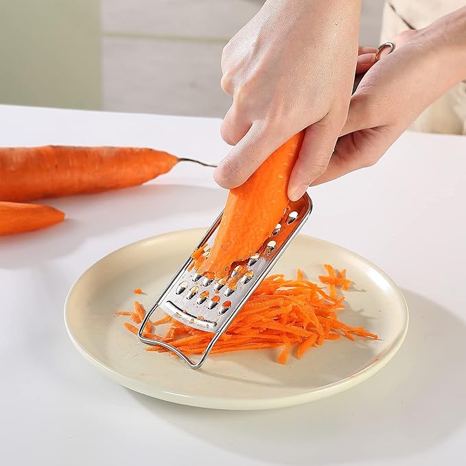 Tongjude Stainless Steel Cheese Grater Set, Set of 5 Kitchen Grater & Peeler & Slicer, Lemon Zester with Cleaning Brush for Vegetable, Fruit, Chocolate - Image 4