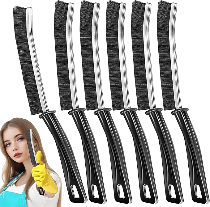 6Pcs Hard-bristled Crevice Cleaning Brush, Multifunctional Thin Gap Scrub Brush, Bathroom Cleaner Tools for Household Use, Kitchen, Window, Toilet, Grout, Faucets, Car by BSFRNF