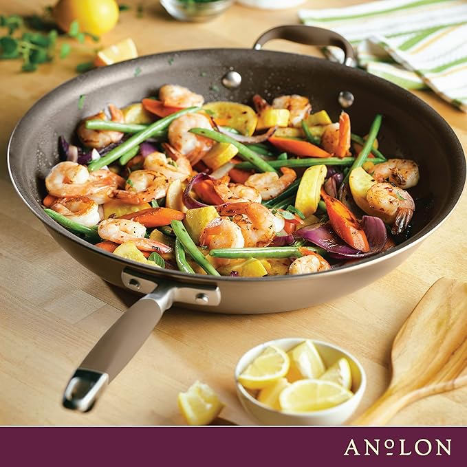 Anolon Advanced Home Hard Anodized Nonstick Frying Pan, 14.5 Inch – Large Skillet with Helper Handle, 14 Inch Nonstick Frying Pan, Durable Cookware - Bronze - Image 8