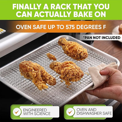 Spring Chef 8.5 x 12 Inch Stainless Steel Cooling Rack for Cooking and Baking - Oven Safe Cookie Cooling Rack - Fits Small Quarter Sheet Pan - Dishwasher Safe - Image 5
