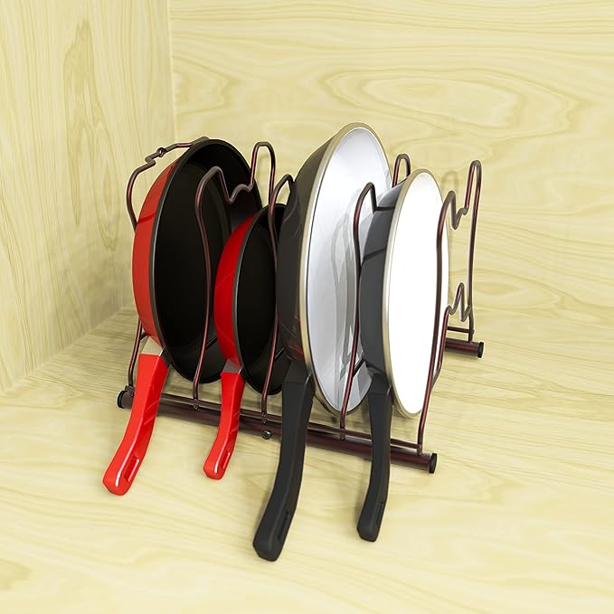 Simple Houseware Cabinet Pantry Pot and Pan Organizer Holder Rack, Bronze - Image 4
