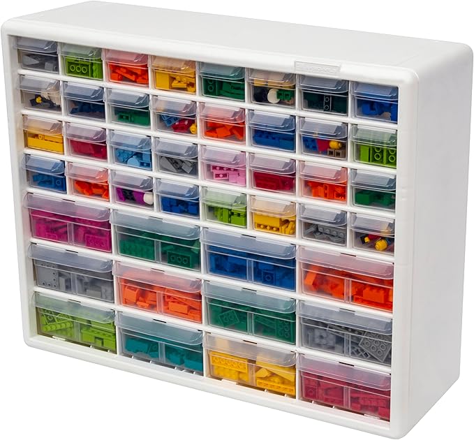 Akro-Mils 44-Drawer Plastic Drawer Storage Cabinet for Garage Organization, Bead Organizer, Building Bricks Storage, Teacher Toolbox, Makeup Organizer, 20-Inch W x 6-Inch D x 16-Inch H, 10144 White - Image 9