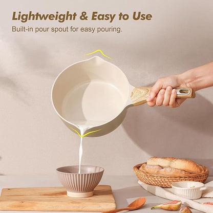 SENSARTE Ceramic Nonstick Sauce Pan with Lid, 3.0 Quart Saucepan with Double Spout, Large Cooking Pot, Non toxic Kitchen Sauce Pot, Non stick Saucier Pan, Induction Cookware, PFOA PTFE PFAS Free - Image 7