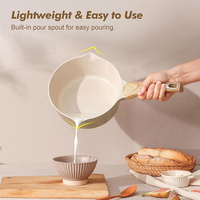 SENSARTE Ceramic Nonstick Sauce Pan with Lid, 2.5 Quart Saucepan with Double Spout, Large Cooking Pot, Non toxic Kitchen Sauce Pot, Non stick Saucier Pan, Induction Cookware, PFOA PTFE PFAS Free - Image 7