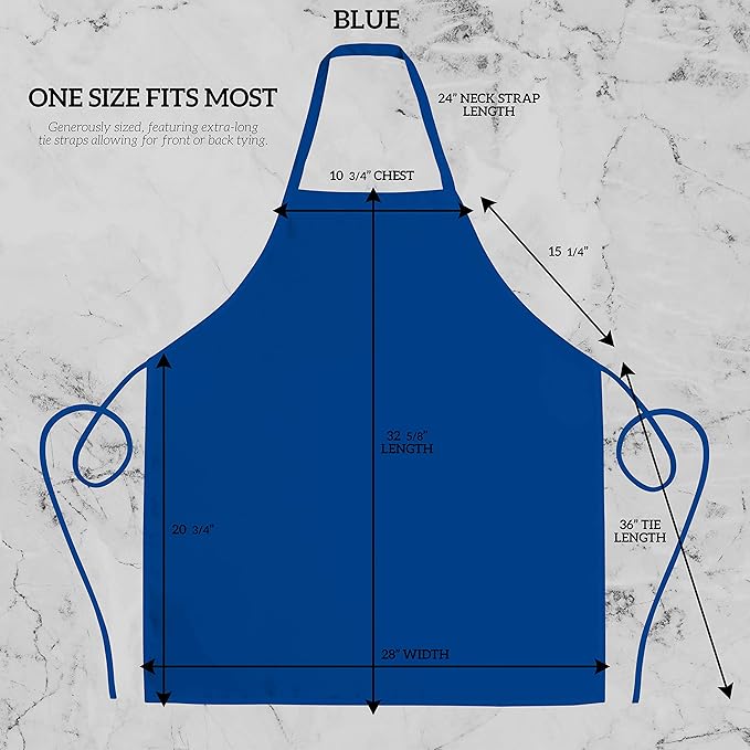 GREEN LIFESTYLE 120 Pack Professional Chef Apron – Grilling Aprons for Men, Waterproof Cooking Apron for BBQ, Work or Restaurant Use, Kitchen Aprons for Women – Royal Blue, No Pockets - Image 2