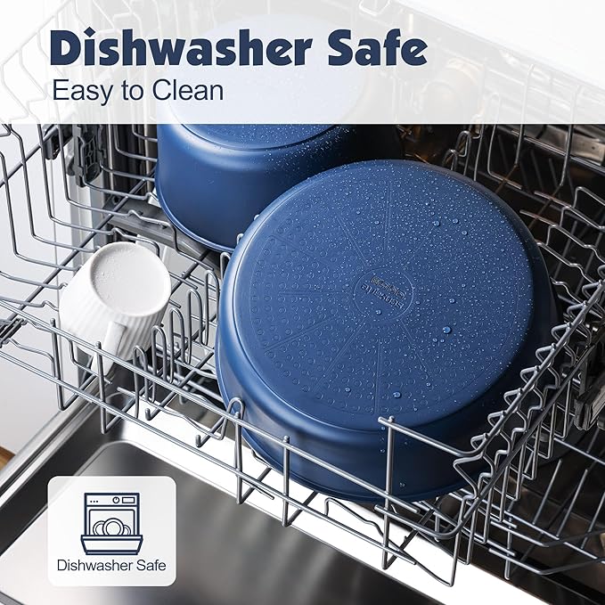 SENSARTE 17 Piece Ceramic Pots and Pans Set, Nonstick Detachable Handle Cookware, Induction Kitchen Cookware Set with Removable Handle, Dishwasher ＆ Oven Safe (Navy) - Image 5