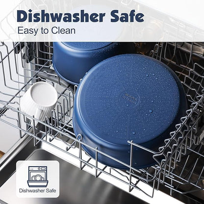 SENSARTE 17 Piece Ceramic Pots and Pans Set, Nonstick Detachable Handle Cookware, Induction Kitchen Cookware Set with Removable Handle, Dishwasher ＆ Oven Safe (Navy) - Image 5