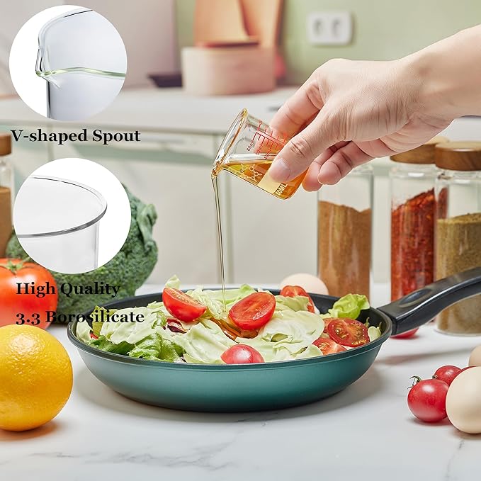 High Borosilicate Glass Measuring Cup-V-Shaped Spout，Glass Measuring Beaker for Kitchen or Restaurant, Easy to Read, 60 ML (2 Oz)-Pack of 2 - Image 2