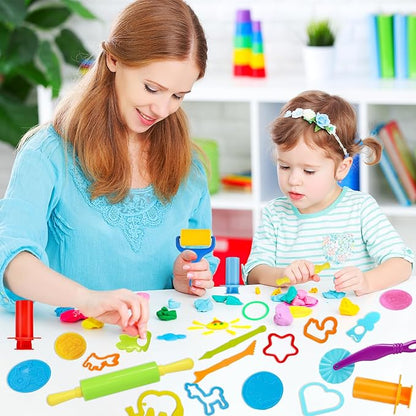 LCY WEDSHI Dough Tool Set, 49 Pcs Dough Tools Sets for Kids Ages 4-8, Dough Accessories Includes Animal Molds, Cutters Roller, Rolling Pins, Safety Scissors, Plastic Knife - Image 7