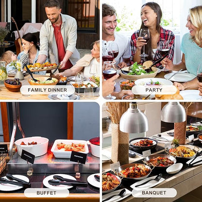 Mwellewm 18Pcs Serving Utensils, 8.5'' Plastic Serving Utensils Set, Disposable Serving Spoons for Buffet, Large Serving Tongs for Food Heavy Duty Party Supplies for Salad Soup Cooking Catering(Black)
