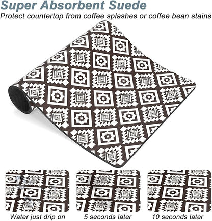 Rnivvi Coffee Mat, 12" x 19" Cute Coffee Bar Mats for Espresso Machine Station Accessories and Organizer, Hide Stain Rubber Backed Absorbent Dish Drying Pad for Kitchen Counter, Modern Abstract Art - Image 3