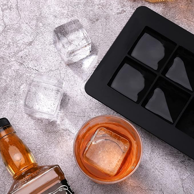 Ticent Ice Cube Trays (Set of 2), Silicone Sphere Whiskey Ice Ball Maker with Lids & Large Square Ice Cube Molds for Cocktails & Bourbon - Reusable & BPA Free - Image 2