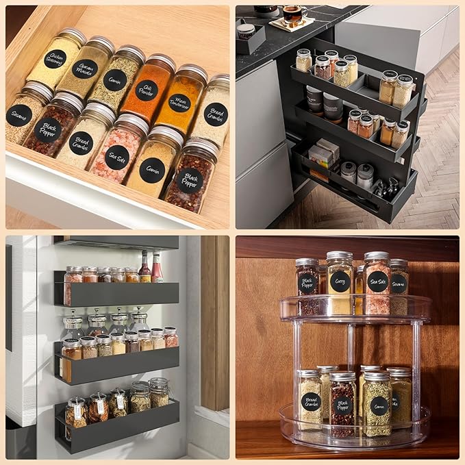 12Pcs Spice Jars with Label, 4oz Empty Square Seasoning Containers, Spice Jars with Shaker Lids, Small Spice Bottles for Salt, Herbs, Sugar, Pepper, Seasoning Jars for Spice Rack, Cabinet, or Drawer - Image 7