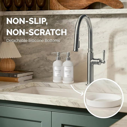 Vine Creations White Glass Soap Dispenser, 2 Pack Kitchen Soap Dispenser Set with Stainless Steel Pump, 16 oz Dish Soap and Hand Soap Dispensers for Bathroom with Waterproof Labels - Image 3