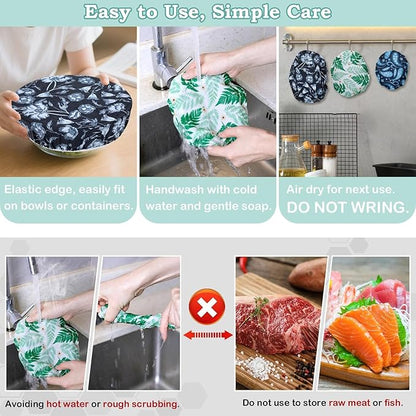 5-Size Reusable Beeswax Bowl Covers for Bread Proofing, Cotton Cloth Flexible Beeswax Wraps for Food Storage(Iris Floral) - Image 6