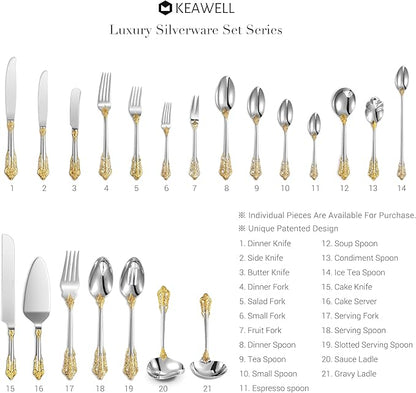 KEAWELL Luxury Gravy Ladle, 18/10 Stainless Steel, Gold Accent, Small Gravy Spoon for Home. Solid and Sturdy, Dishwasher Safe… (1)
