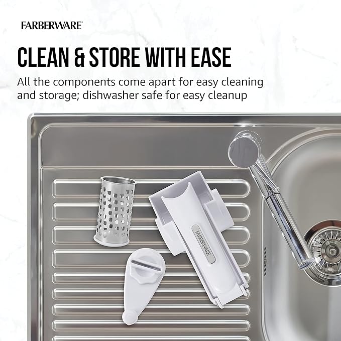 Farberware Professional Rotary Grater with Fine Etched Stainless Steel Drum, 4.33x5.51x3.54 Inch, White - Image 8