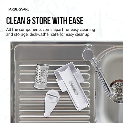 Farberware Professional Rotary Grater with Fine Etched Stainless Steel Drum, 4.33x5.51x3.54 Inch, White - Image 8