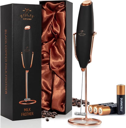 Zulay Kitchen Executive Series Luxury Gift Milk Frother with 4 Duracell Batteries – Handheld Electric Foam Maker for Coffee, Lattes & Hot Chocolate – Deluxe Finish, Ultimate Gift for Coffee Lovers by ZulayKitchen