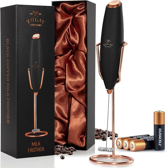 Zulay Kitchen Executive Series Luxury Gift Milk Frother with 4 Duracell Batteries – Handheld Electric Foam Maker for Coffee, Lattes & Hot Chocolate – Deluxe Finish, Ultimate Gift for Coffee Lovers by ZulayKitchen