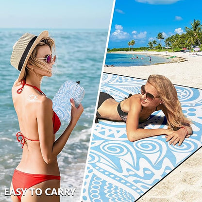HIHOHO Beach Blanket Waterproof Sandproof Extra Large Beach Mat 79" X 83"/120"x108"for 1-8 Adults Quick Drying Durable Outdoor Picnic Mat for Beach Travel Camping Hiking