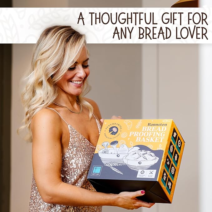 Superbaking Sourdough Proofing Basket Gift Set, Round 9" & Oval 10" Banneton, Sourdough Starter Kit, Sourdough Banneton Basket, Banneton Bread Proofing Basket Set of 2, Sourdough Bread Baking Supplies - Image 2