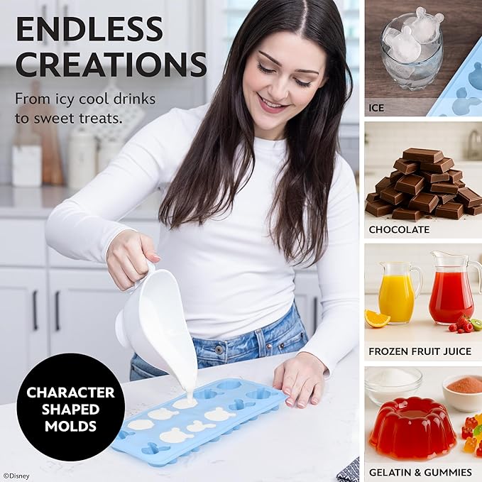 Disney Pooh Silicone Ice Cube Tray – 2 Pack Ice Trays for Freezer with Fun Pooh Ice Molds – Flexible BPA-Free Silicone Molds for Ice, Chocolate, and More