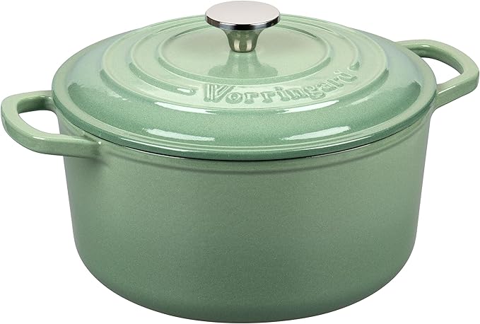 VORRINGARD Enameled Cast Iron Dutch Oven Pot with Lid, for Sourdough Bread Baking, Round Dutch Ovens, 4.5 Quart, Sage Green - Image 7