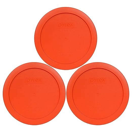 Pyrex 7201-PC 4 Cup Pumpkin Orange Food Storage Replacement Lids (3-Pack) – Made in USA by Pyrex