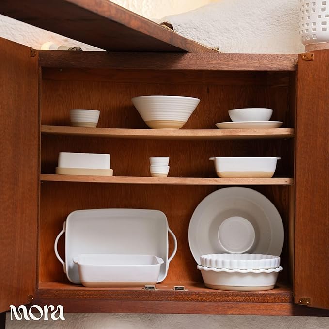 Mora Ceramic Set of 2 Baking Dishes For Casserole, Banana Bread, Brownies, Broiling, Roasting, and Baking. 7x11 in and Loaf Pans - Porcelain Serving Bakeware from Oven to Table. Freezer Safe - Oat - Image 8