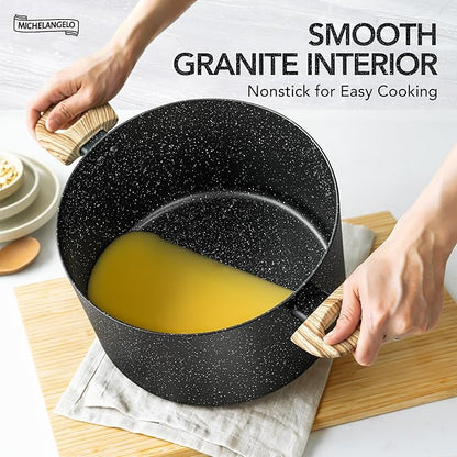 MICHELANGELO 8 Quart Stock Pot with Lid, Nonstick Cooking Pots, 8 Qt Soup Pot with Lid, Large Induction Pots for Cooking, Stockpot with Healthy Coating - Image 3