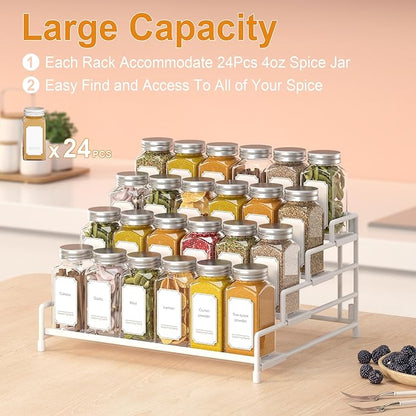 RUILALIFE 4-Tier-Spice-Rack-Organizer-for-Cabinet, Adjustable Depth Spice Holder Shelf For Countertop Pantry Cupboard, Metal Tiered Seasoning Organizer,Display Shelf Riser - Image 3