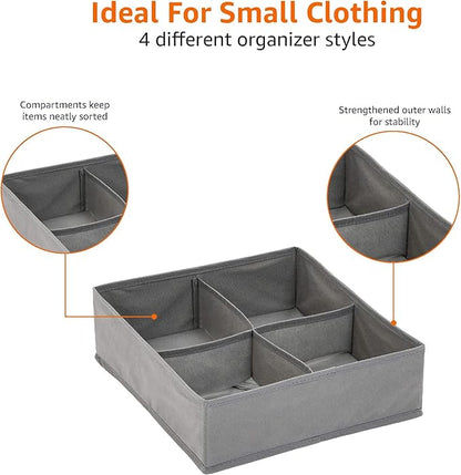 Amazon Basics Dresser Drawer Storage Organizer for Undergarments, Set of 4, Gray | Set of 4 - Image 4