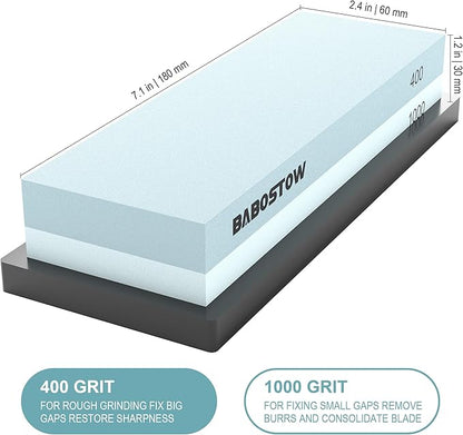 Premium Whetstone Knife Sharpening Stone 2 Side Grit 400/1000 Waterstone & Honing Stones - Whetstone Knife Sharpener - NonSlip Rubber Base for Kitchen Knife Sharpener Stone