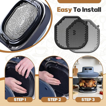 2 PCS Silicone Splatter Shield Heat-Resistant Splash Guard for Ninja Crispi Pro Glass Air Fryer -Replacement Parts AS101CY,Compatible with Ninja Crispi Pro Accessories & Crisp Containers (BlackGrey)