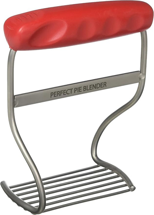 Perfect Pie Dough Blender & Pastry Cutter Tool – Heavy Duty Stainless Steel Blades for Easy Mixing – Ergonomic Soft Grip Handle – Ideal for Baking Pizza, Pie, Cookies - Red