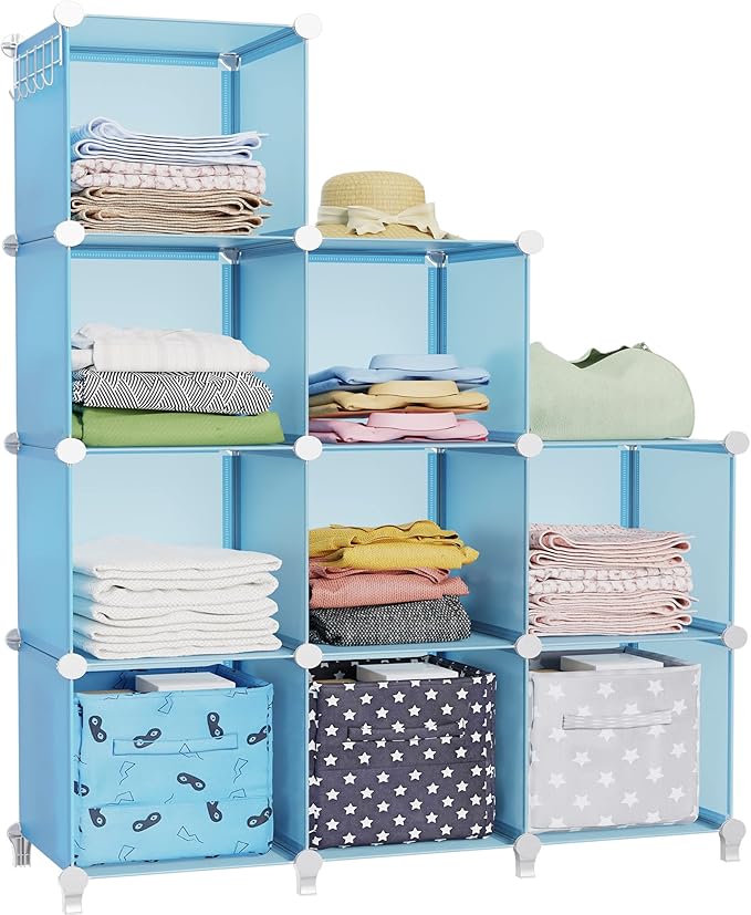 HOMIDEC Closet Organizers and Storage, 9 Cube Storage Organizer, Portable Closet Organizer Storage Cubes Shelves, Blue by DecorateYourHome