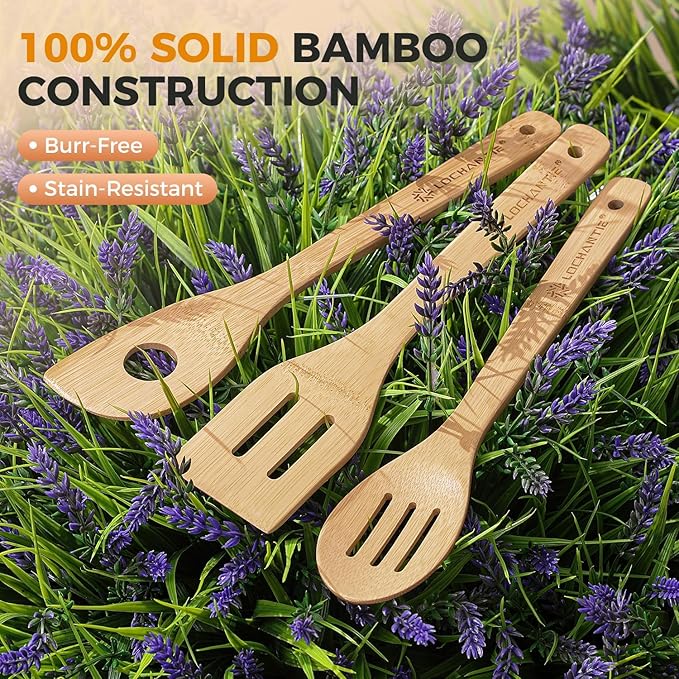 Wooden Spoons for Cooking Bamboo Utensils Set (6 Pieces) - Essential Tools Wooden Spoons & Spatula for Everyday Stirring, Mixing, Flipping & Serving, Gentle on Nonstick Cookware - Image 9