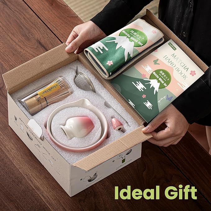 Clay&Fire Matcha Whisk Set, 9 pcs Ceramic Matcha Set, Gifts for Women,Matcha Bowl with Spout and Whisk, Matcha Kit for Matcha Lovers, Ideal Gift Christmas, Birthday, Anniversary(Pink) (Gradient Pink) - Image 7