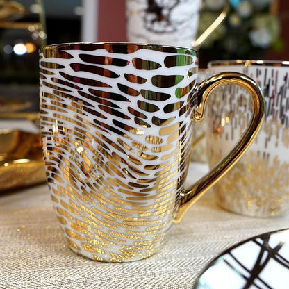 Matrix Gold Porcelain Coffee & Tea Mug Set – Premium Fine Porcelain with Elegant Gold-Plated Finish, Luxury Drinkware for Everyday Dining, Entertaining & Special Occasions - Image 5