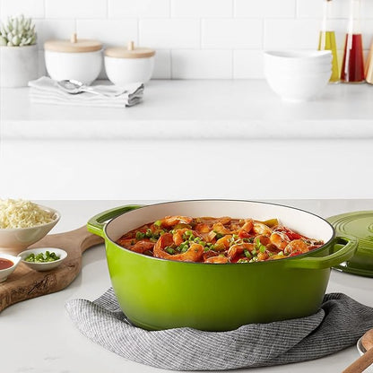 Amazon Basics Enameled Cast Iron Dutch Oven Pot with Lid, Oven Safe, Heavy-Duty, Dual Handles for Baking, Roasting, Stews, Easy to Clean, 7.3-Quart, Green - Image 6
