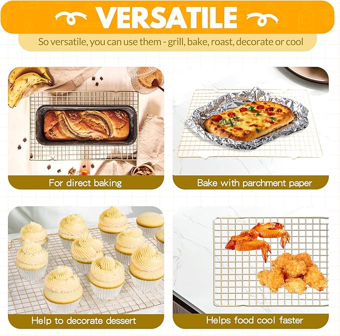 2 PCS Cooling Racks for Cooking and Baking, 15x10 Inches Stainless Steel Cooling Rack, Sheet Pan with Wire Rack for Baking Sheet, Bacon Rack Oven Safe Fits Jelly Roll Sheet Pan - Image 3