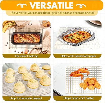2 PCS Cooling Racks for Cooking and Baking, 15x10 Inches Stainless Steel Cooling Rack, Sheet Pan with Wire Rack for Baking Sheet, Bacon Rack Oven Safe Fits Jelly Roll Sheet Pan - Image 3