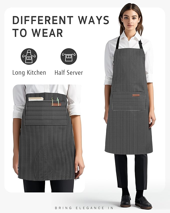 Syntus Chef Apron for Men Women Kitchen Cooking Apron with Pockets, Adjustable Bib Aprons Stain Resistant - Image 5